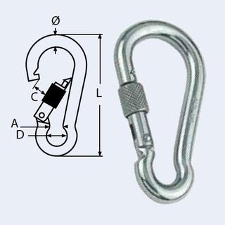 Spring Hook with lock nut 4mm