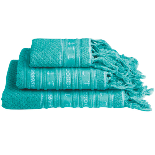 Towel Set Anchors Santorini , Aqua (Set of 3 pcs)