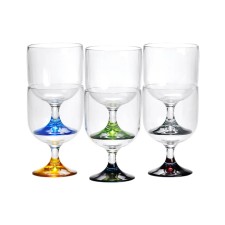 Stackable Wine Glass Party – Coloured Base, 6 Pc