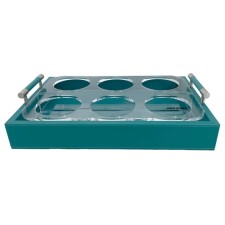 Δίσκος Μεταφοράς Ποτηριών 	38x24,5x5 cm με Θήκες Waves , Τιρκουάζ