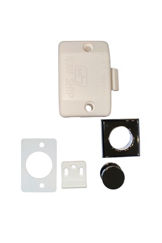 Man Ship Cabinet Latch, Square, Finish chrome