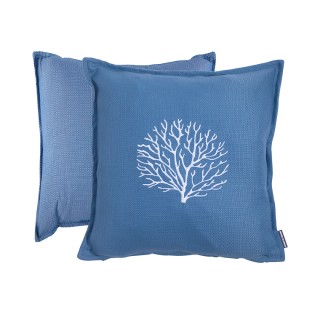Embroidered Cushion + Filling Aruba – Blue, Set 2 Pc