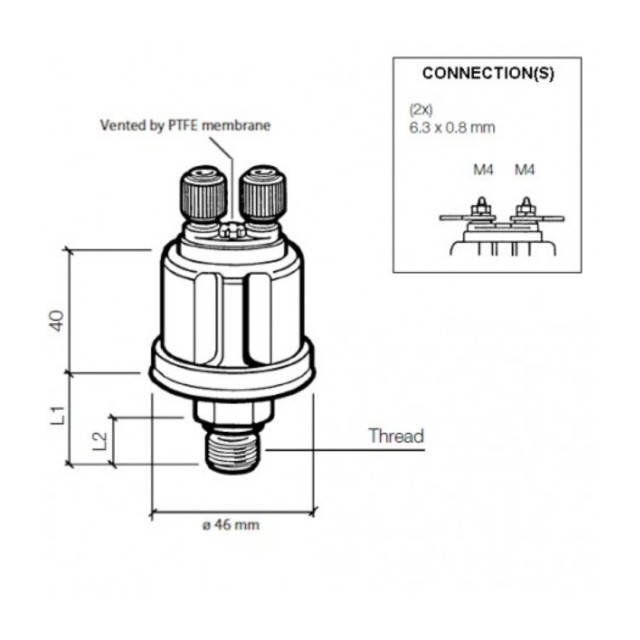 Μετρητής πίεσης VDO DS 0-5 Bar - 1/8-27 NPTF