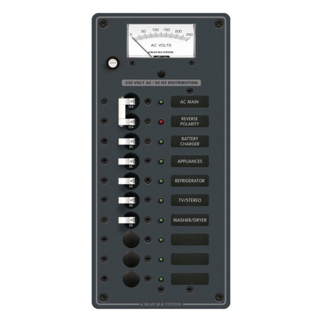 Πίνακας AC με Ένδειξη Volt για 1 Πηγή & 8 Διακόπτες