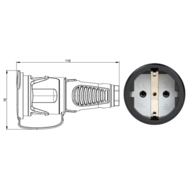 Plug Female with rubber cap Ip54 Black 2511-Sr Pce 2511-Sr Pce