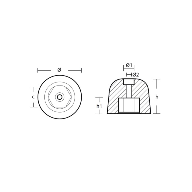 Άνοδος Vetus Εξαγωνικό Παξιμάδι προπέλας O 50 H.41