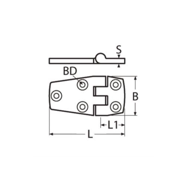 Μεντεσές πόρτας 76x38x4mm