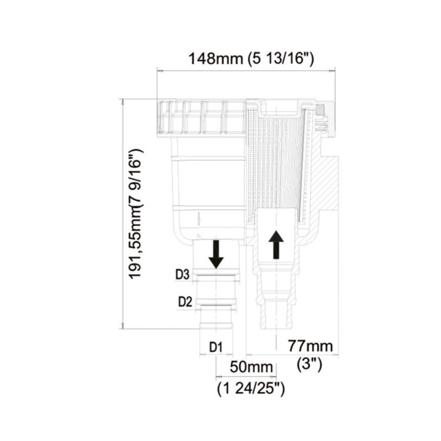 Φίλτρο Νερού Μηχανής με προτεινόμενος σωλήνας 13 mm