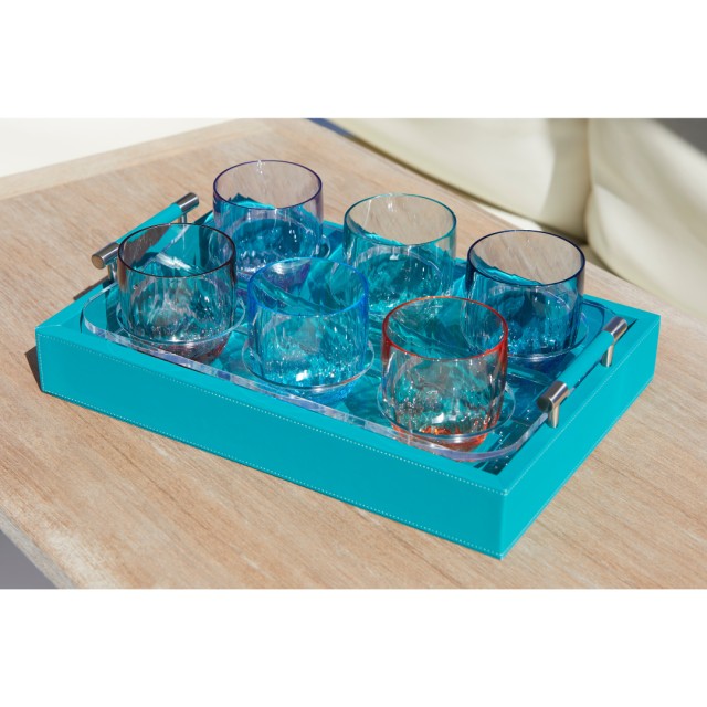 Δίσκος Μεταφοράς Ποτηριών 29x19x4 cm με Θήκες Waves , Τιρκουάζ