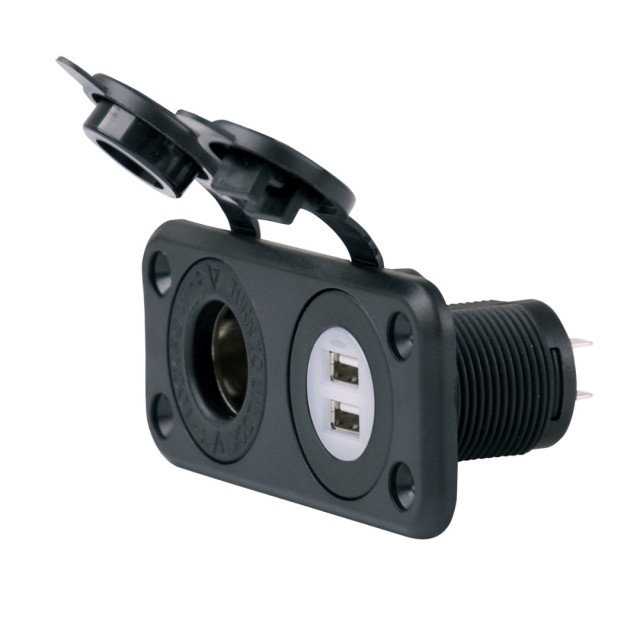 Dual USB Charger and 12V Receptacle