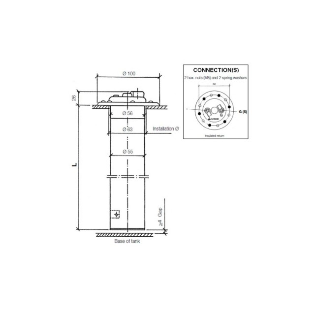 Ανιχνευτής VDO Υψηλής Αντοχής O80mm Με Σωλήνα - 846mm