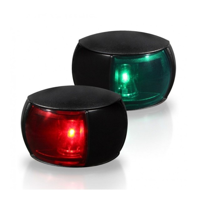 NaviLED Κόκκινος/Πράσινος Φανός , RINA, 120mm Καλώδιο, Διαφανής Εξωτερικός Φακός, Μαύρη Βάση