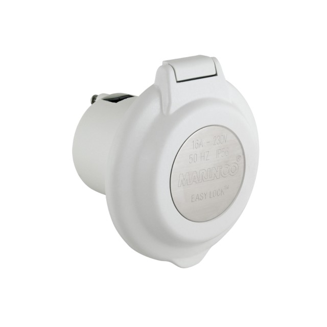 Inlet, 16A 230V, Round, No SS Trim, White