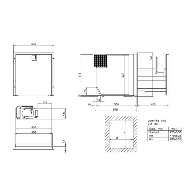 Ψυγείο ISOTHERM DR65 SS CT 65 l 470x526x525