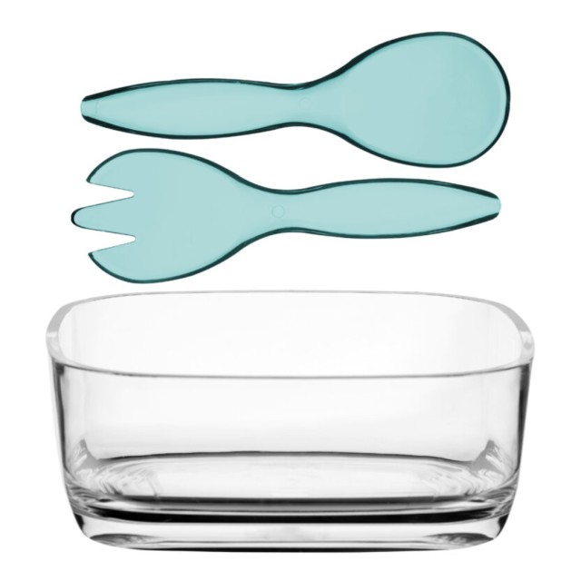 Μπολ Σαλάτας με Εξαρτήματα Σερβιρίσματος Happy , Τιρκουάζ