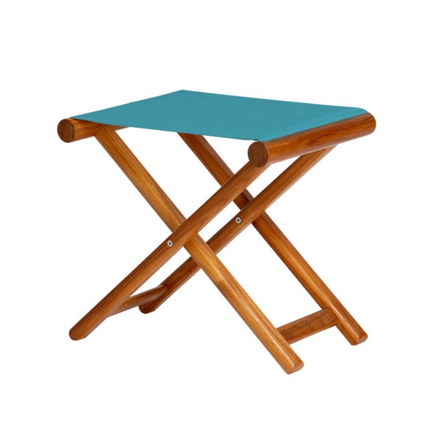 Σκαμπό Πτυσσόμενο Teak – Τιρκουάζ Marine Business