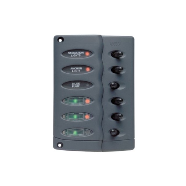 Πίνακας Διακοπτών DC Contour Αδιάβροχος 6x On/Off με Ασφαλειοθήκες – Λευκός