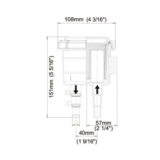 Bilge pump filter suggested pipe 13 mm