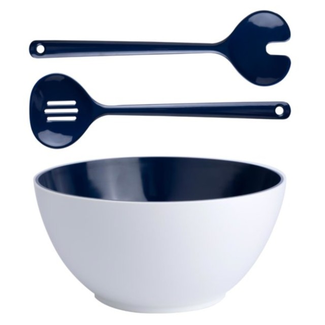 Μπολ Σαλάτας Μελαμίνης με Εξαρτήματα Σερβιρίσματος Φ25cm Summer Marine Business