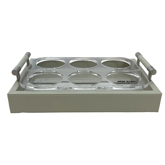 Δίσκος Μεταφοράς Ποτηριών 29x19x4 cm με Θήκες Waves , Μπεζ