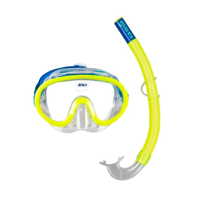 Σετ μάσκα παιδική - αναπνευστήρας jelly clear lime