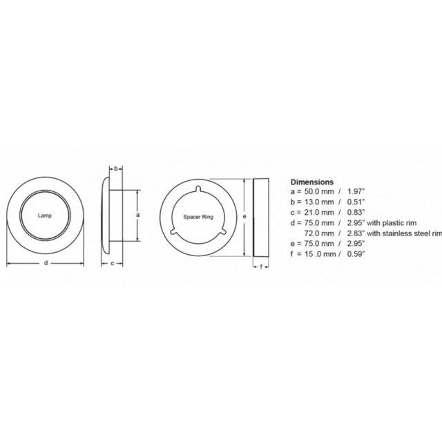 Πλαφονιέρα Led 12V Θερμό Λευκό (Ασημί Δακτύλιος)