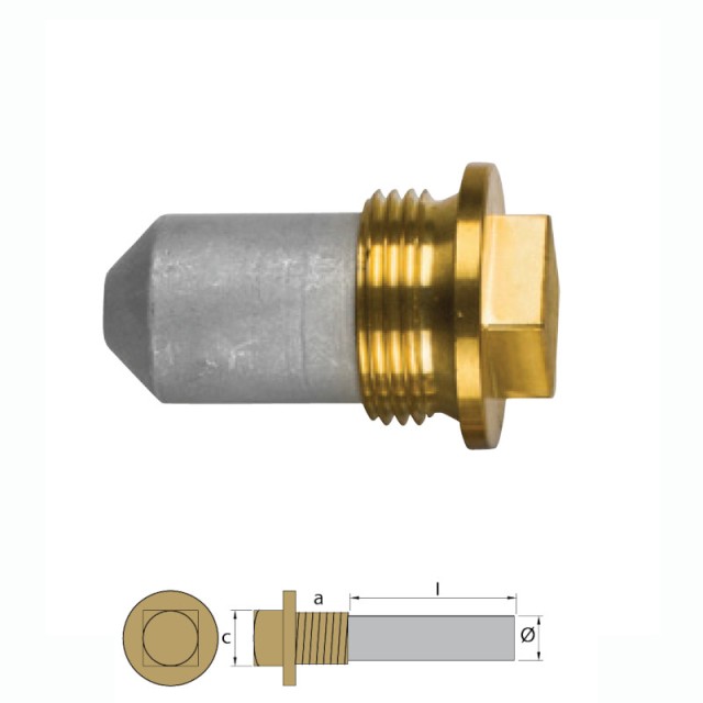 Ανόδιο Ράβδος Ψυγείου VOLVO PENTA 3/8 Κομπλέ