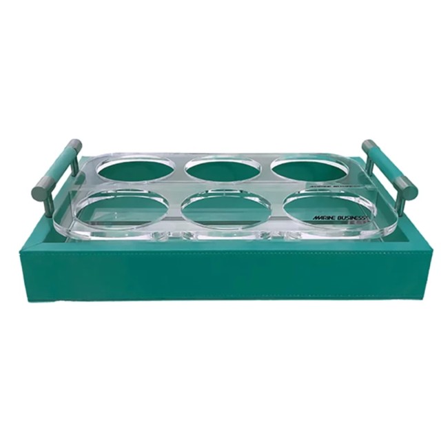 Δίσκος Μεταφοράς Ποτηριών 29x19x4 cm με Θήκες Waves , Τιρκουάζ