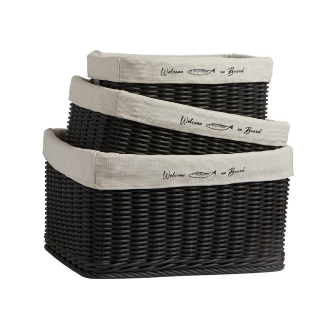 Σετ από 3 Καλάθια Hawaii , Μαύρο