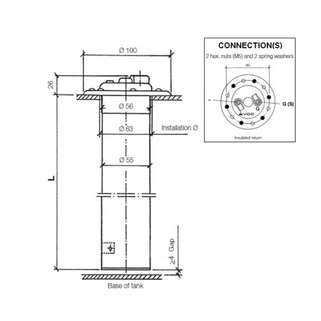 Σωληνοειδής Δείκτης VDO Βαρέως Τύπου O80mm - 536mm