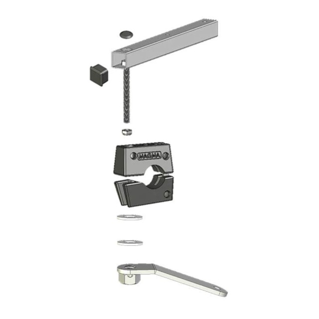 MAGMA Διπλή οριζόντια βαση για ρελι d.22/25mm/Dual Exten. Horizontal Round Rail M.(για monterey, new port & catalina)