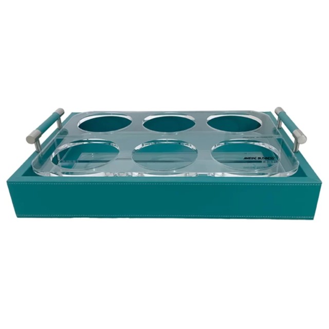 Δίσκος Μεταφοράς Ποτηριών 38x24,5x5 cm με Θήκες Waves , Τιρκουάζ