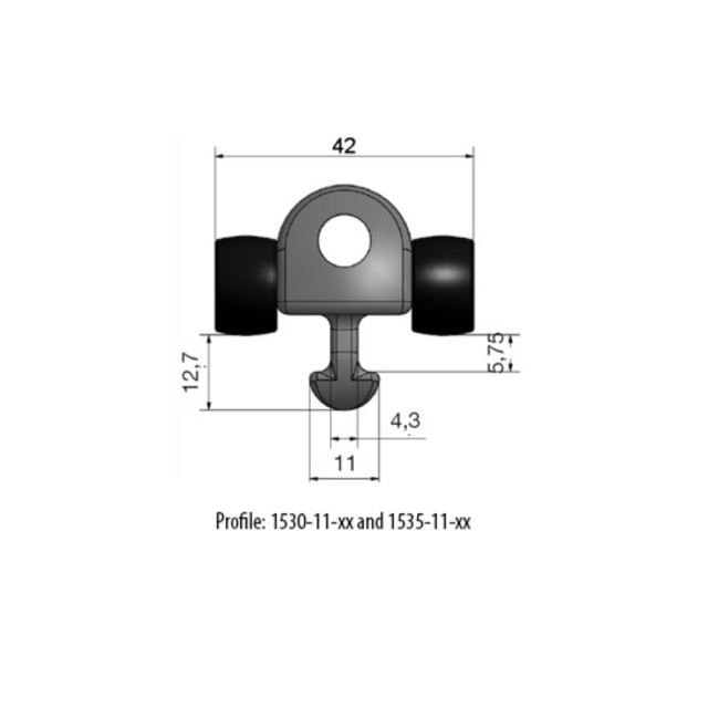 Ανταλλακτικό βαγονάκι 1530-11-XX με τροχούς 15,5mm μόνο
(χωρίς βίδα)