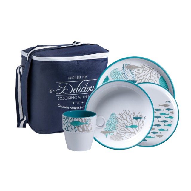 Αντιολισθητικά πιάτα σερβιρίσματος από μελαμίνη (4 άτομα - 16 τμχ) Coastal