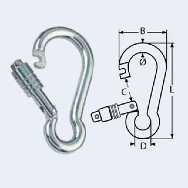 Spring Hook with lock nut 8mm